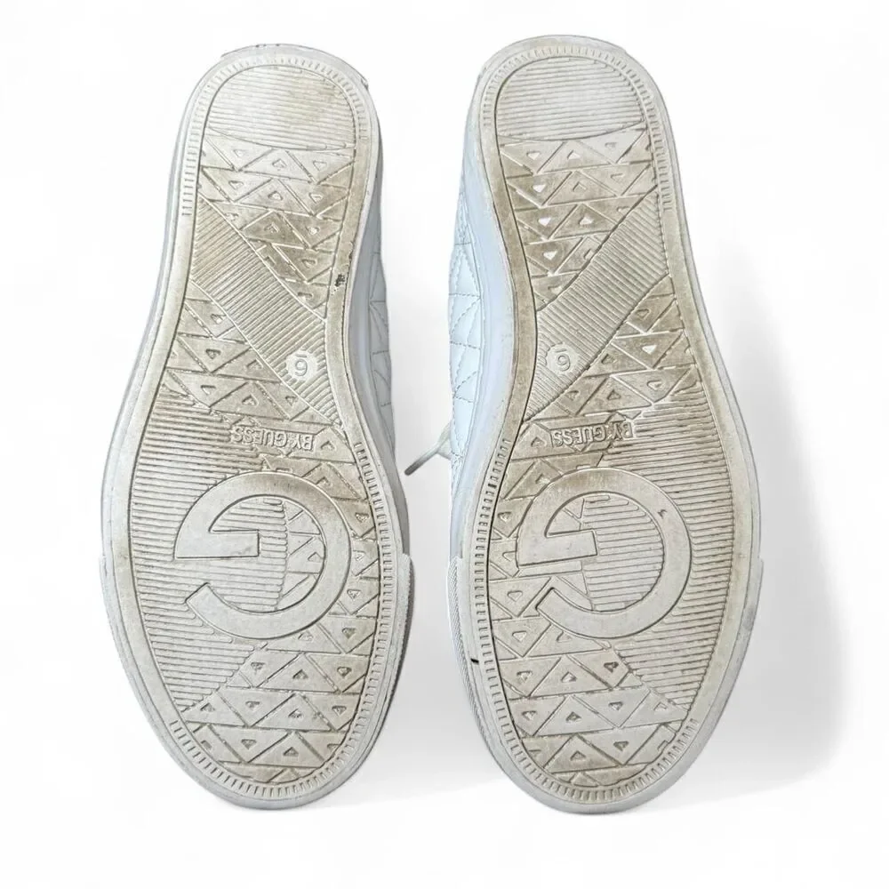 Guess Women's White and Gold Fashion Sneakers Size 6